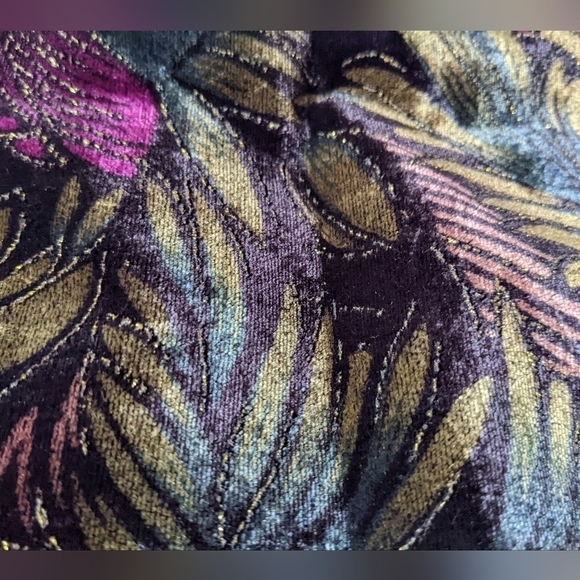 Vintage velour velvet floral pensil skirt size Medium B5 - Picture 7 of 9